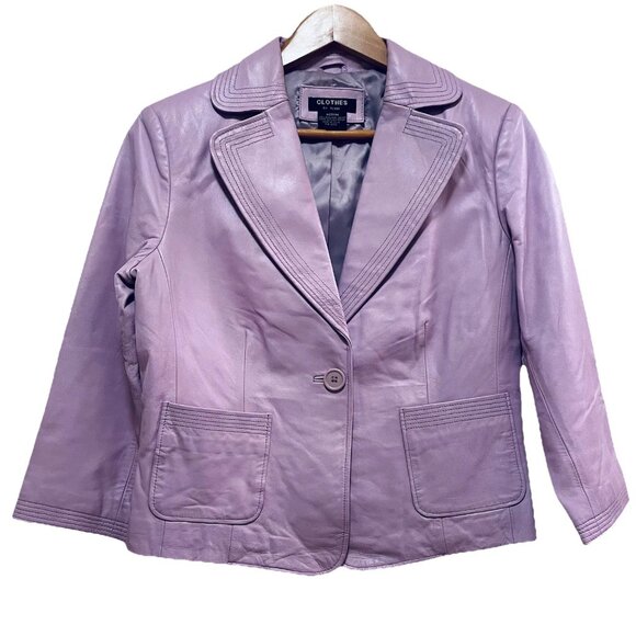 CLOTHES BY REVUE Liliac 100% Lamb Leather 3/4 Length Sleeve Short Jacket Sz M - Picture 1 of 7